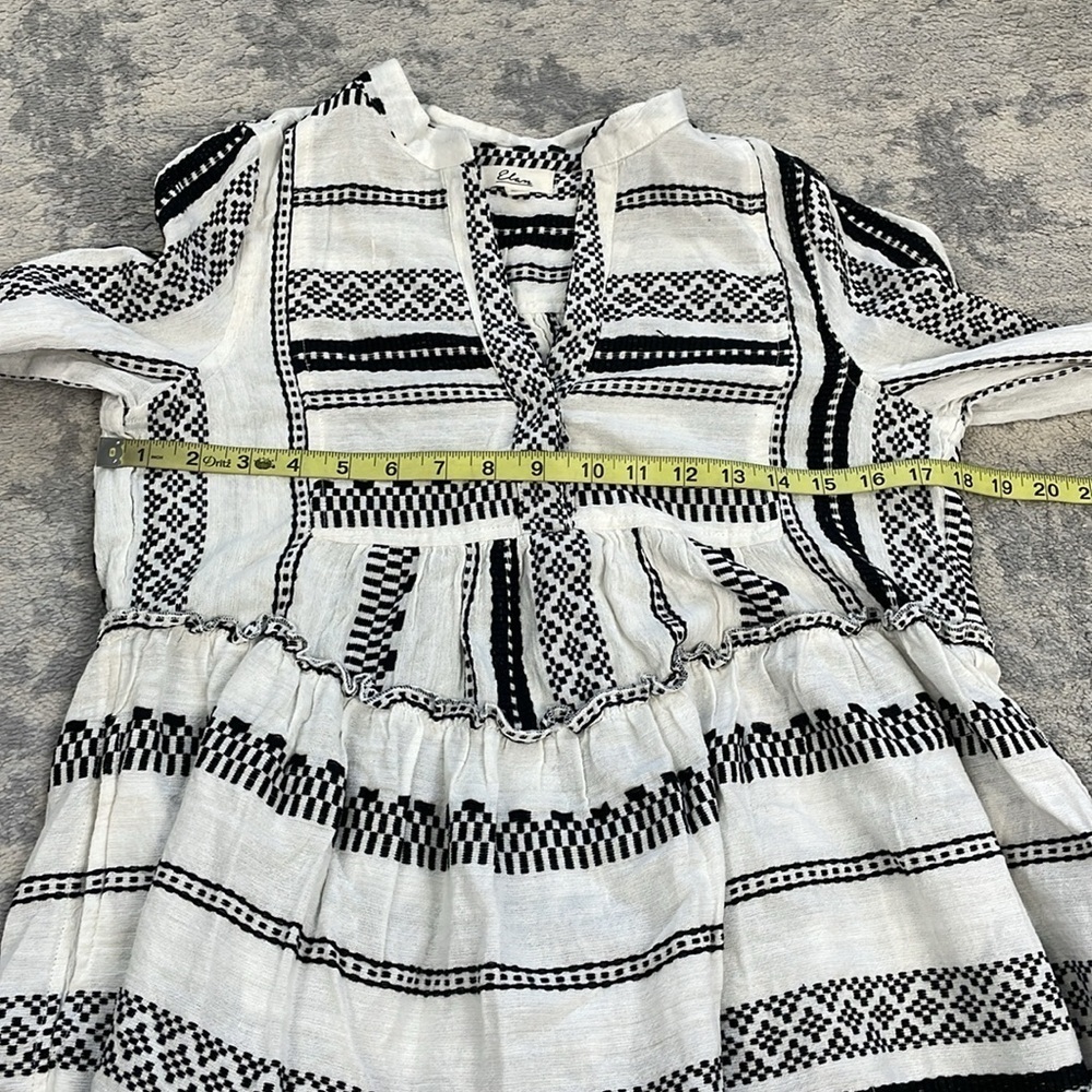 New Elan Cotton Cover Up Babydoll Mini Dress Swim Resort Black White Sz XS - Picture 11 of 15